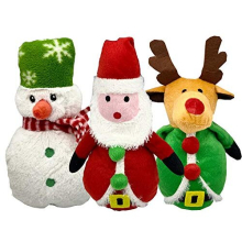 Dog Interactive Christmas Pet Plush Rope Leg Chew Toy Squeak Honking Dog Toys Snowman Penguin Rudolph Dog Rope Toys Xmas Gift Dogs Pack of 3 (Santa
