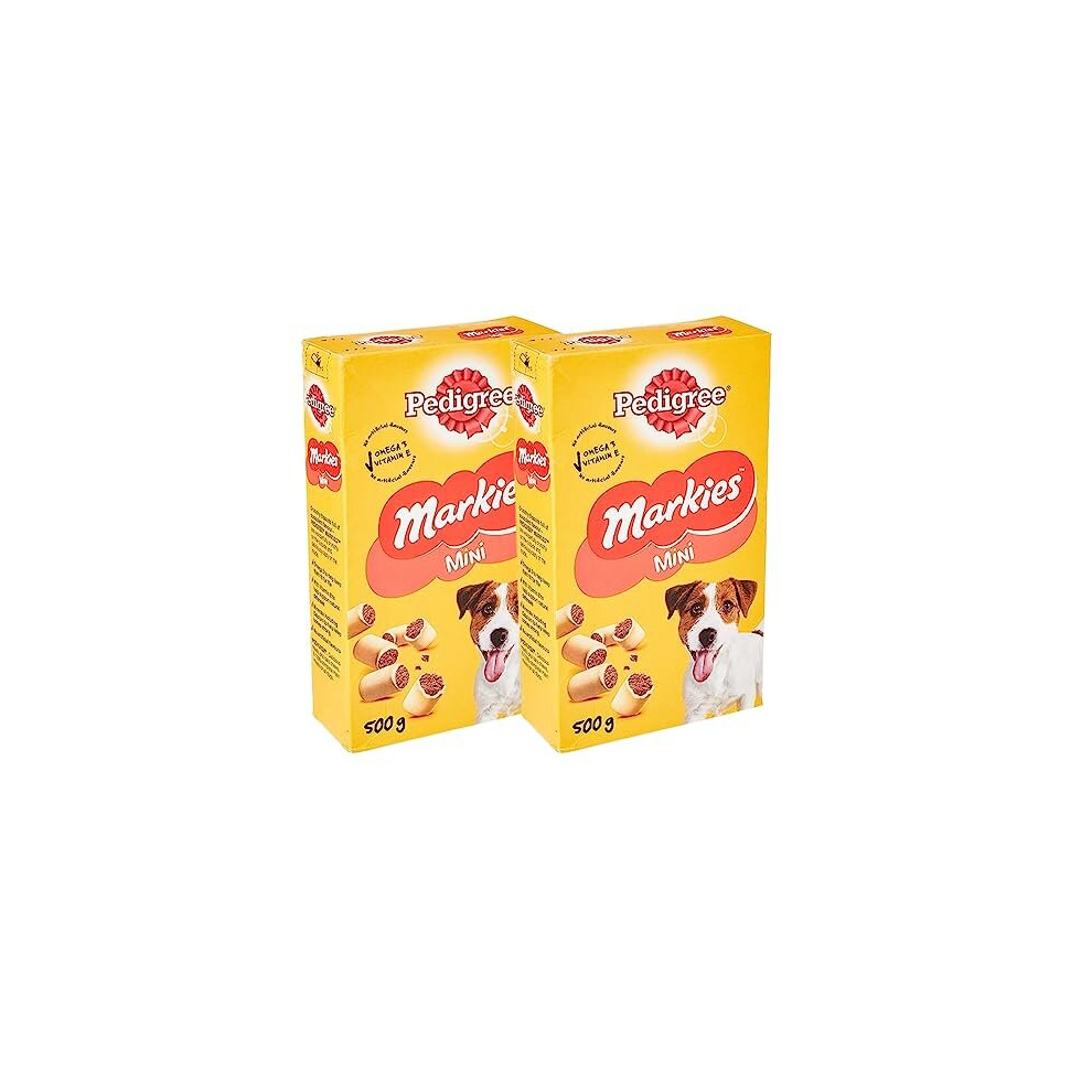 500g Pedigree Markies Mini | Dog Food Treat with Omega 3 To Help Them Keep Fit | Dog Biscuits- No Artificial Flavours | Providing Minerals, Vitamins,