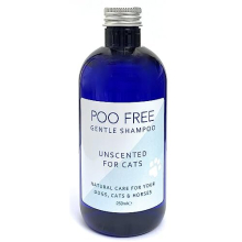 99% Natural SHAMPOO FOR CATS - UNSCENTED for SENSITIVE CATS - 250ml by POO FREE No Sulfates, No Parabens, No Silicones. Cleans, Soothes, Relieves