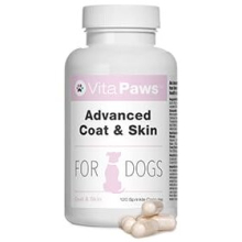 Advanced Coat & Skin Remedy for Dogs | Supplement Formulated for Dry, Itchy Skin or Dull Coats | Rich in Flaxseed Oil & Biotin | 120 Sprinkle Capsules