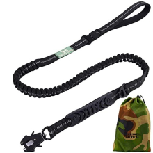 Tactical Dog Lead - 4 Ft Anti Pull Dog Leads for Medium Dogs to Large Dogs - Military No Pull Dog Lead - Bungee Dog Leash with Two Handles for Traffic