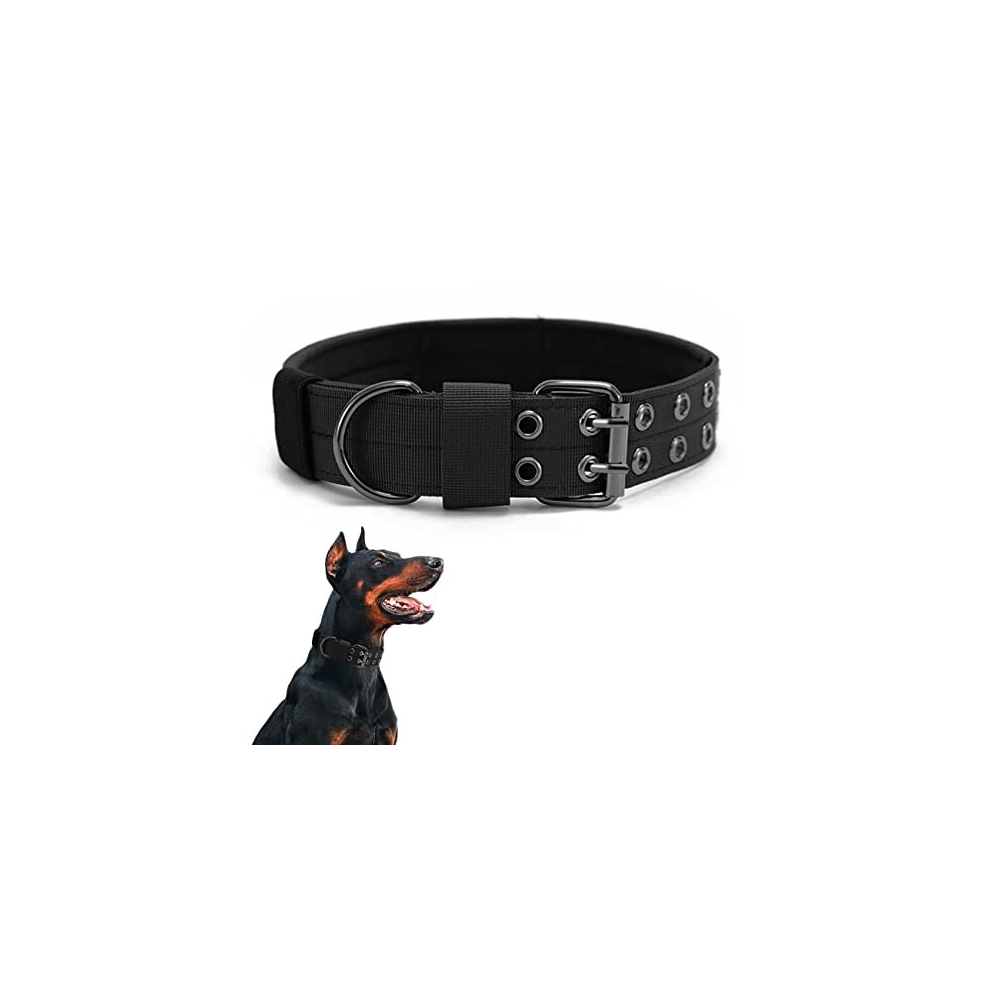 Tactical Dog Collar - Military Dog Collar Nylon Adjustable Training Dog Collar Heavy Duty Metal Buckle for Medium Large Dogs (XL, Black)
