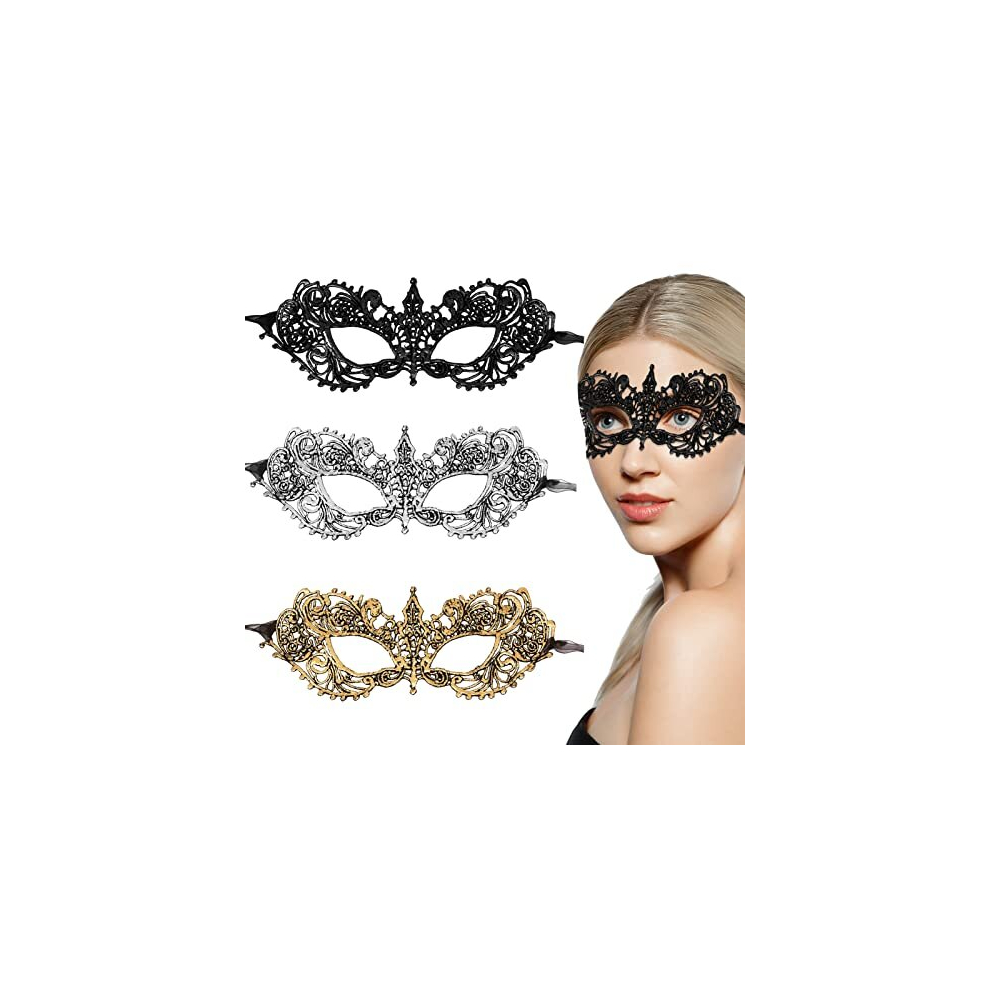 Karjiaja 3Pcs Masquerade Masks Lace Prom Mask Carnival Venetian Mask Venetian Half Face Mask Sexy Lace Eye Mask Masquerade Ball Masks For Costume Party Cosplay