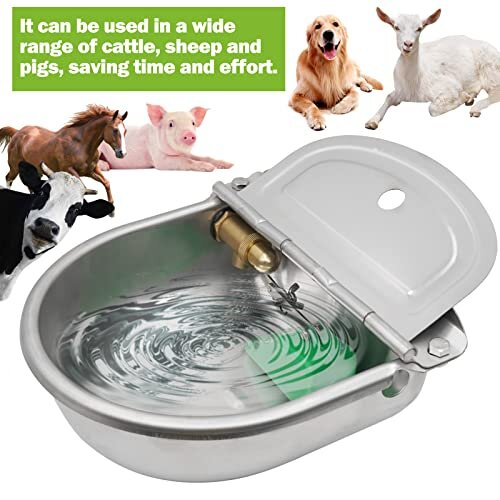 Automatic Horse Waterer,Stainless Steel Water Troughs Livestock with 1/2" Brass Float Valve and