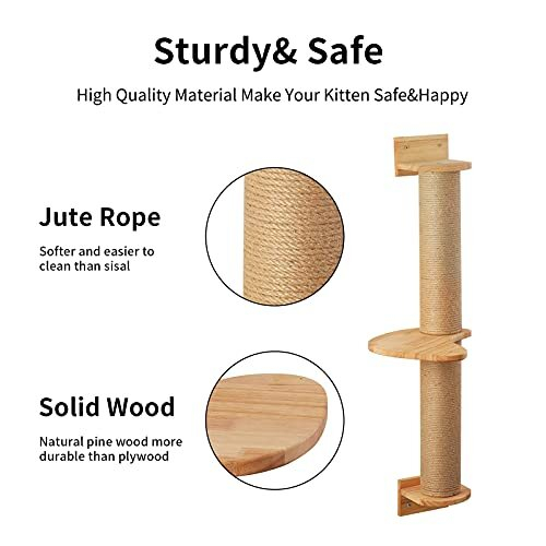 Cat Activity Tree with Scratching Posts, Wall Mounted Jute Scratcher Pine Hammock (Cat Activity Tree-Updated) 2