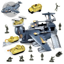 Military Transport Cargo Airplane Car Toy Set with 4 Military Cars & 10 Army Men Figures for Combat Toy Imaginative Play, for Over 3 Years Old Boys