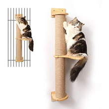 Cat Activity Tree with Scratching Posts, Wall Mounted Jute Scratcher Pine Hammock (Cat Activity Tree-Updated)