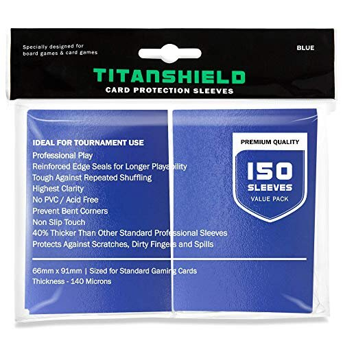 TitanShield (150 Manchons, Bleu) Compatible avec Jeux de Société de Taille Standard