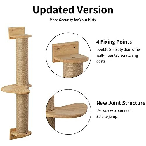 Cat Activity Tree with Scratching Posts, Wall Mounted Jute Scratcher Pine Hammock (Cat Activity Tree-Updated) 1