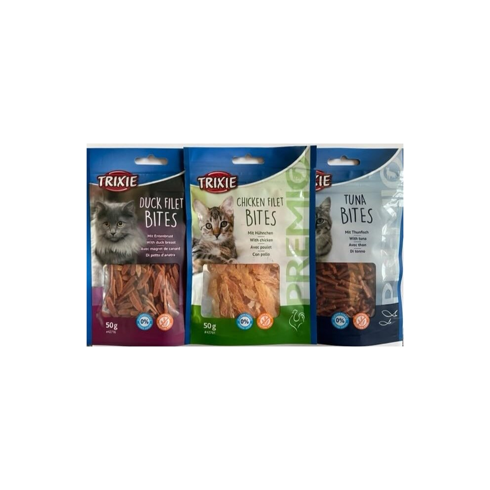 Natural Cat Treats Variety Pack (Chicken/Tuna/Duck Fillet Bites) Pack of 3