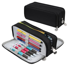 Big Capacity Pencil Case Large Pencil Cases Pencil Bag for Boys Girls School College, Office Stationary Organizer Storage Pen Pouch Makeup Bag, Black