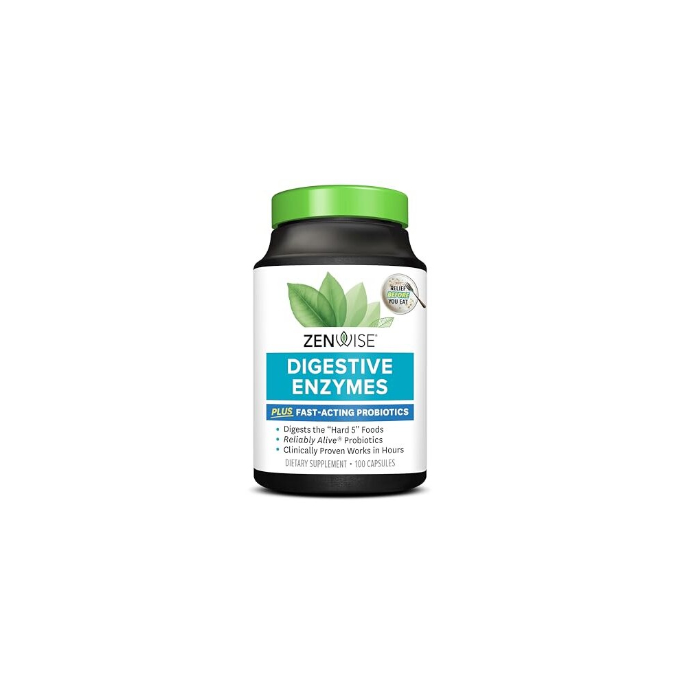 Zenwise Digestive Enzymes - Probiotic Multi Enzymes with Probiotics and Prebiotics for Digestive Health + Bloating Relief for Women and Men, Bromelain