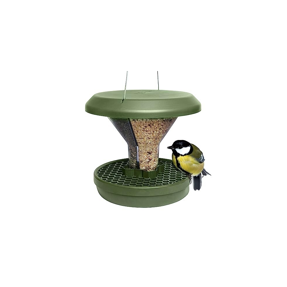 Bird Feeder Davos SMART BIRDS. Feed birds, not rodents! Robust and reliable for hanging. Dual food chambers. Made in EU. Green