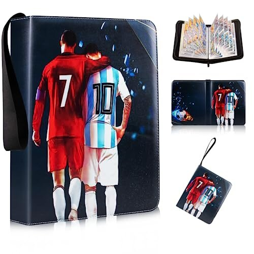 Trading Card Binder, PU Leather Football Card Binder, Football Card Holder  for 400 Cards, Card Collection Folder with 50 Sleeves, Zipper, Binder Album  on OnBuy