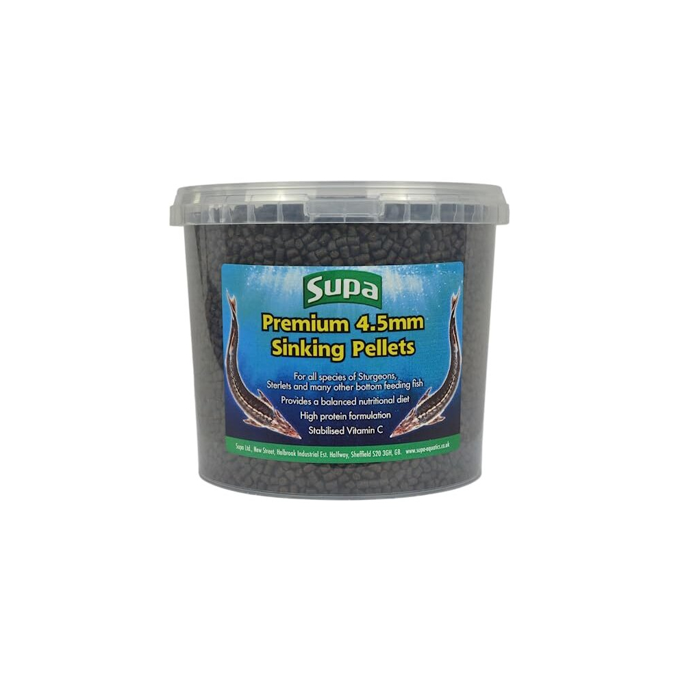 Premium 4.5mm Sinking Pellets Fish Food 2.2kg, Provides A Balanced Nutritional Diet For Sturgeons, Sterlets and Many Other Species of Bottom Feeding