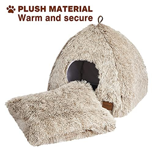 Cat Bed Igloo Cave Pet Bed for Cats Dogs Large Indoor Tent Cave Bed Cat Nesting Bed Antislip 2