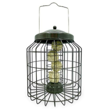 Large Heavy Duty Squirrel Proof Bird Feeder for Suet Bird Food Outdoor Garden use - Mocha Brown - with Strong Galvanised Metal Cage to Deter Squirrels