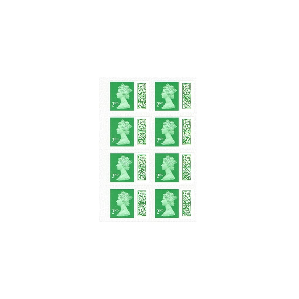 2nd Class Stamps (8 Pack) - Self Adhesive UK Letter Postage Stamps for Standard Mail with Barcode - Royal Mail Second Class Postage Stamps