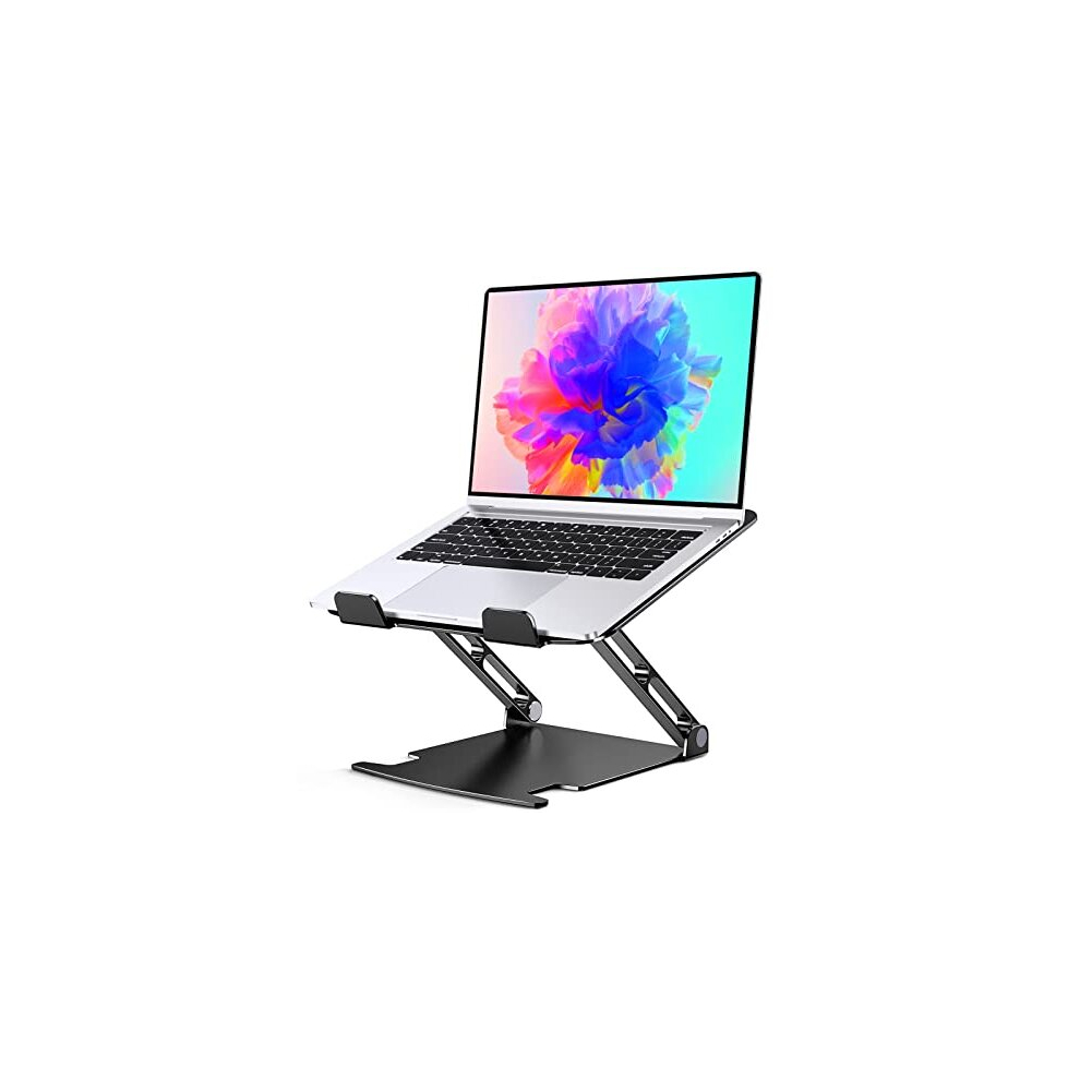 Laptop Stand Aluminum Sturdy, Laptop Riser For Desk With Adjustable Heights/Angles, Double Rotation Axis Ergonomic, Ventilated Computer Stand 726133421245