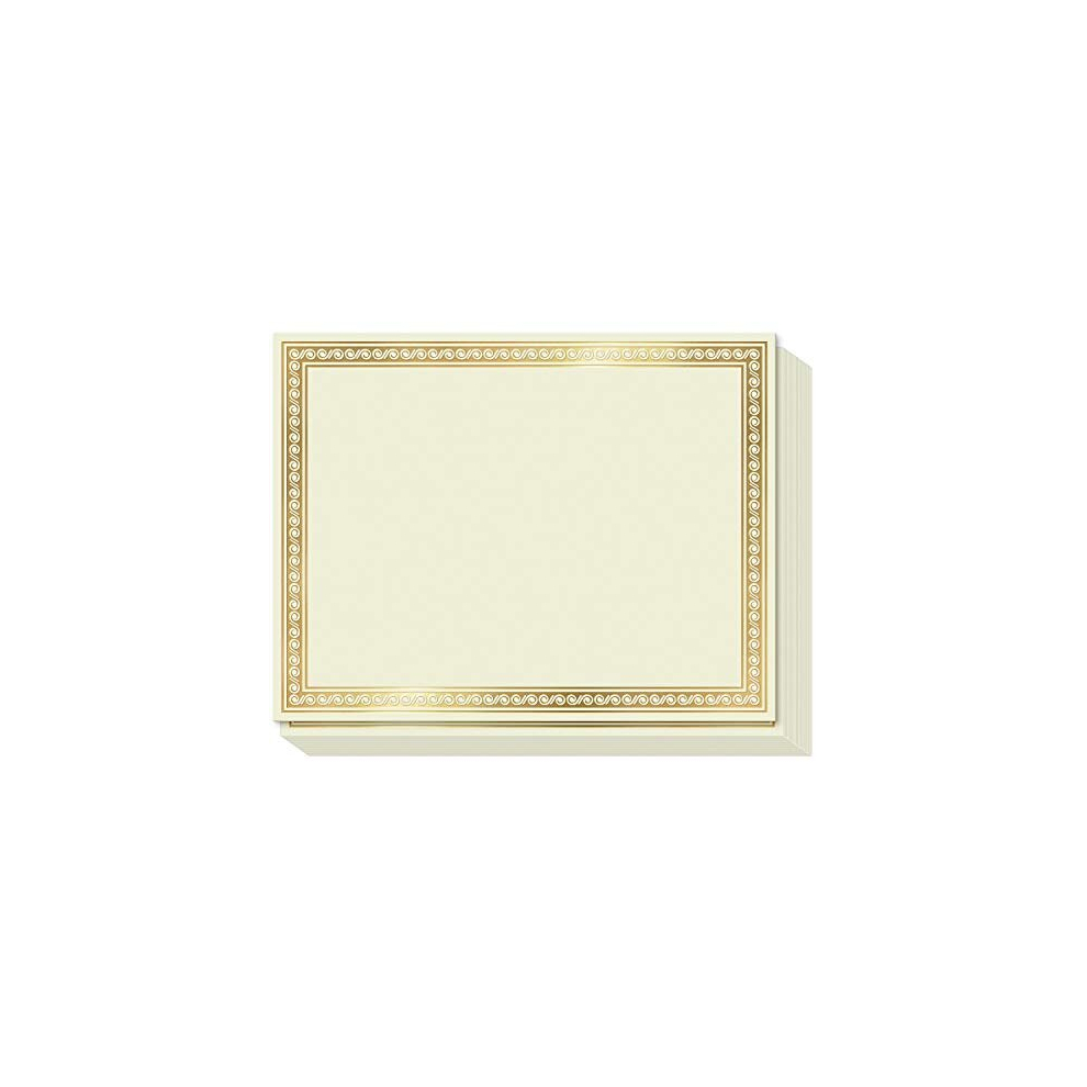 Plain Certificate Paper for Awards. Set of 50x, 180gsm Gold Border Award Certificates for Graduation Diploma, Employee of the Month, Sports