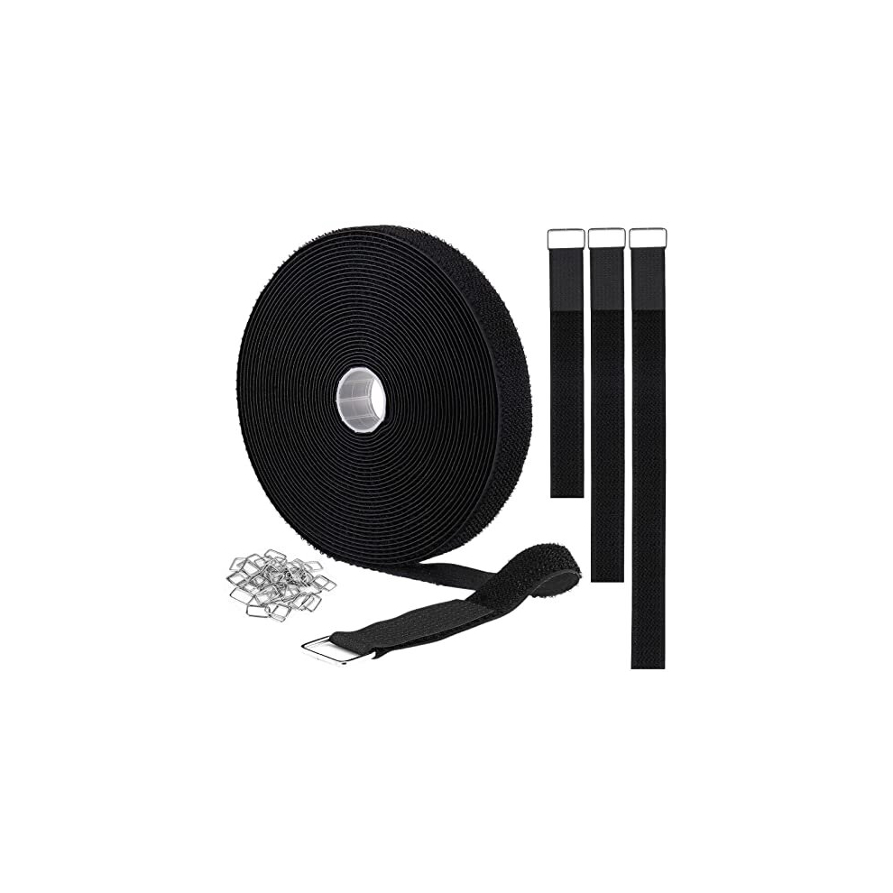 2Cm X10m Hook And Loop Straps With 40 Metal Buckles,Cut-To-Length Reusable Cable Ties,Adjustable Fastening Cable Straps,Nylon Securing Cinch Strap,2Cm 754525116738