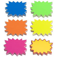 300 Pcs Neon card Starburst Signs Burst Fluorescent Price Signs, Blank Star Shape Signs Price eye-catching, Retail Store Price Label Garage Sale