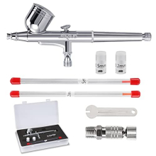 Airbrush Pen 0.3mm Dual-Action Air Brush Gun with Extra 0.2 mm & 0.5 mm Nozzles Needles Air Caps and Quick Release Disconnect Coupler
