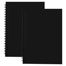 2 Pack Sketch Notebook, 280 Sides/140 Pages A4 Coil Sketchbook, A4 Spiral Blank Notebook Plain Notepad, Sketch Book Paper, Black Cover Sketch Pad, for