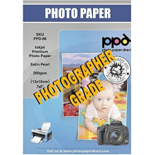 100 Sheets 7x5 Inkjet Super Premium Satin Photo Paper 280gsm Professional Grade PPD-86-100