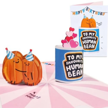 Pop Up Cards For Husband Wife - My Favourite Human Bean - Wedding Anniversary Birthday - 3D Popup Greeting Cards For Boyfriend Girlfriend Best Friend