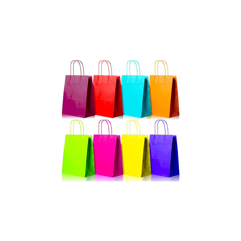 Pack of 48 Party Paper Bags with Handles 18x21.5x8 cm –120 GSM Kraft Parties Gift Bags for Kids and adults with Twisted Handles for Birthdays,
