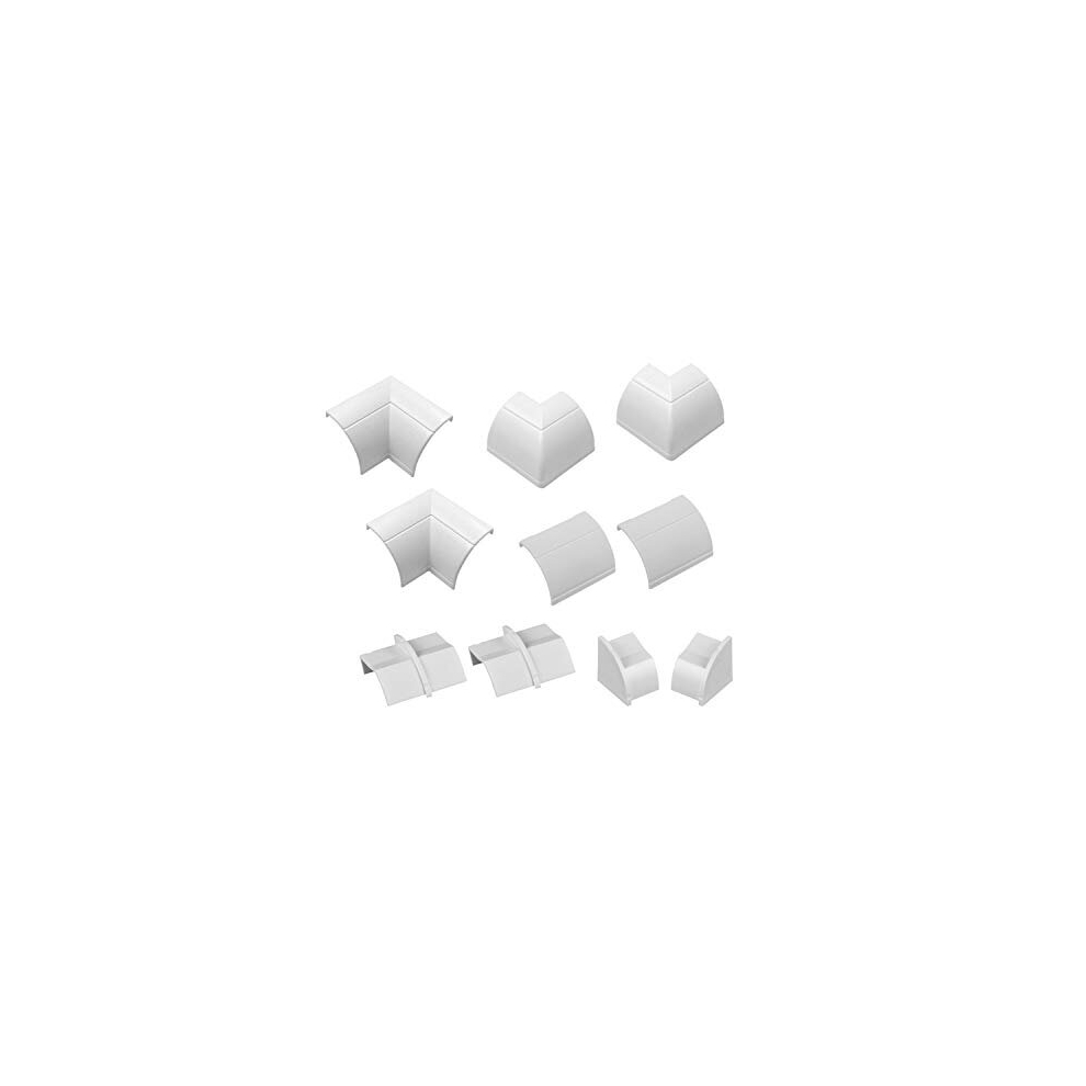Quarter Round Cable Trunking Clip-Over Accessory Multipack | Join Multiple Lengths Of 22X22mm Quarter Round Cable Cover | 10 Piece Electrical Trunking 5060226645220