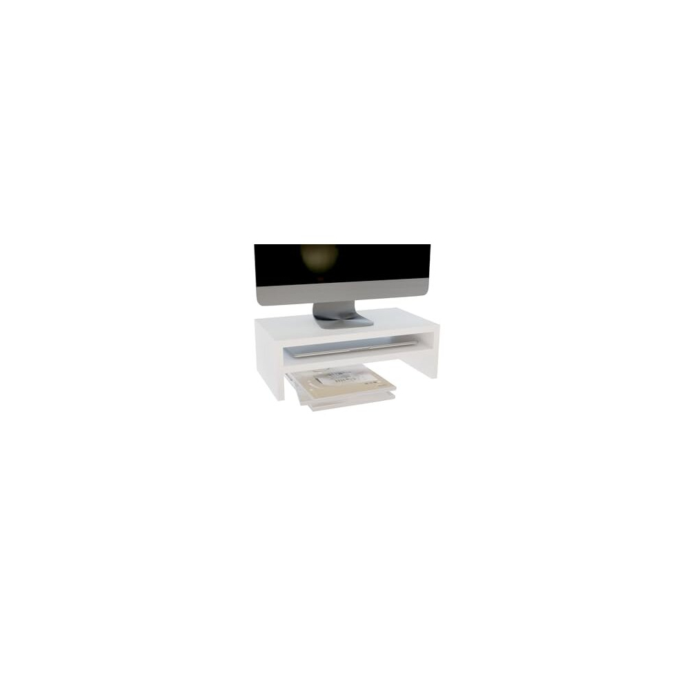 Monitor Stand, 2 Tiers Computer Monitor Riser, Laptop Stand, Computer Stand, Printer Stand With Storage Shelf, Ideal For Your Home Office, White 5904139220900