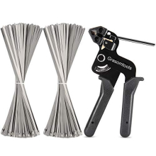 200PCS Stainless Steel Cable Ties and Metal tie wrap Gun,Zip Tie Tool,Cable Tie Gun for Stainless Steel Cable Ties, 4.6 * 270mm Stainless Steel Cable