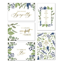 4x6 Sympathy Card – 20 Blue Garden Sympathy Cards Set – Elegant and Classy Floral Watercolor Design, Peel-and-Seal White Envelopes, Condolence,