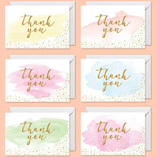 Thank You Cards, Gold And Watercolor Greeting Cards Bulk-Set of 36 Blank Cards with Stickers and Envelopes,Perfect Thank You Cards for Birthdays Baby