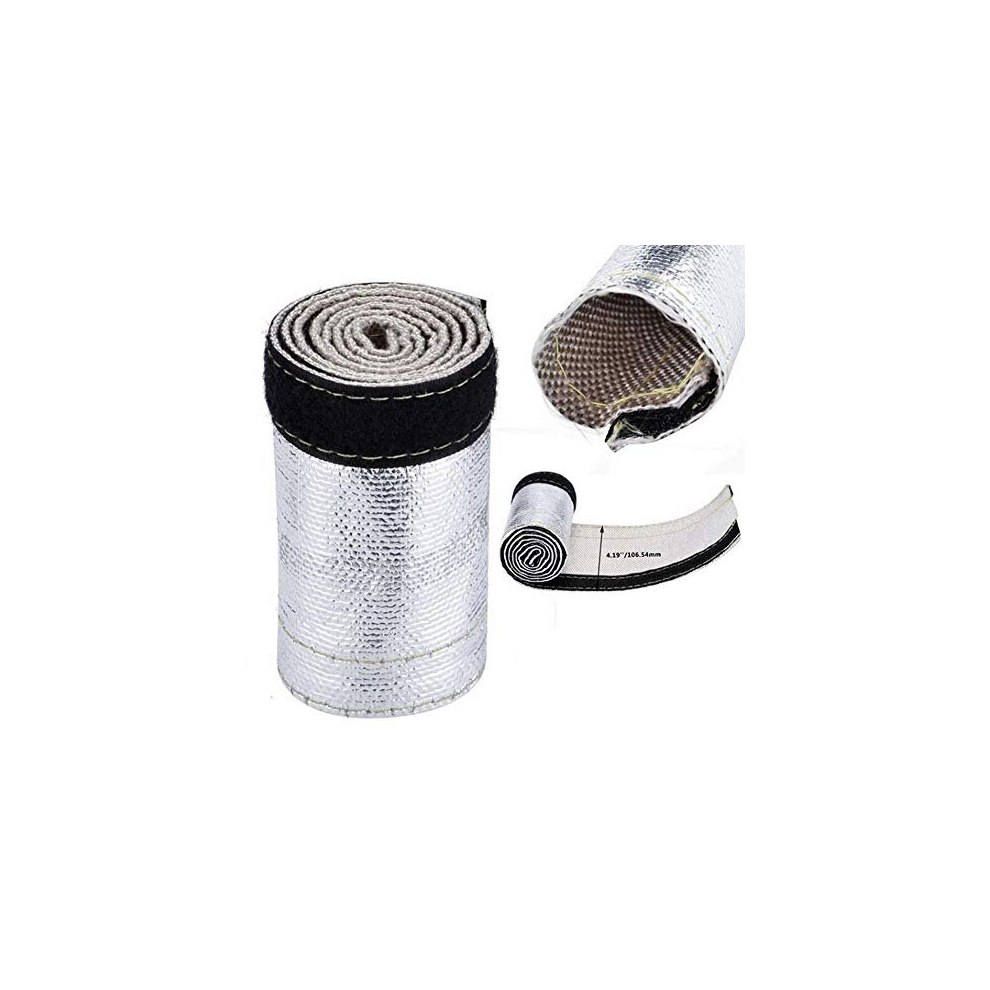 Glass Fiber Fabric Heat Shroud, Aluminized Sleeving Heat Shield Withstand 500F Continuous/ 2000F Radiant Heat, With Hook And Loop Closure : L 3458519942187