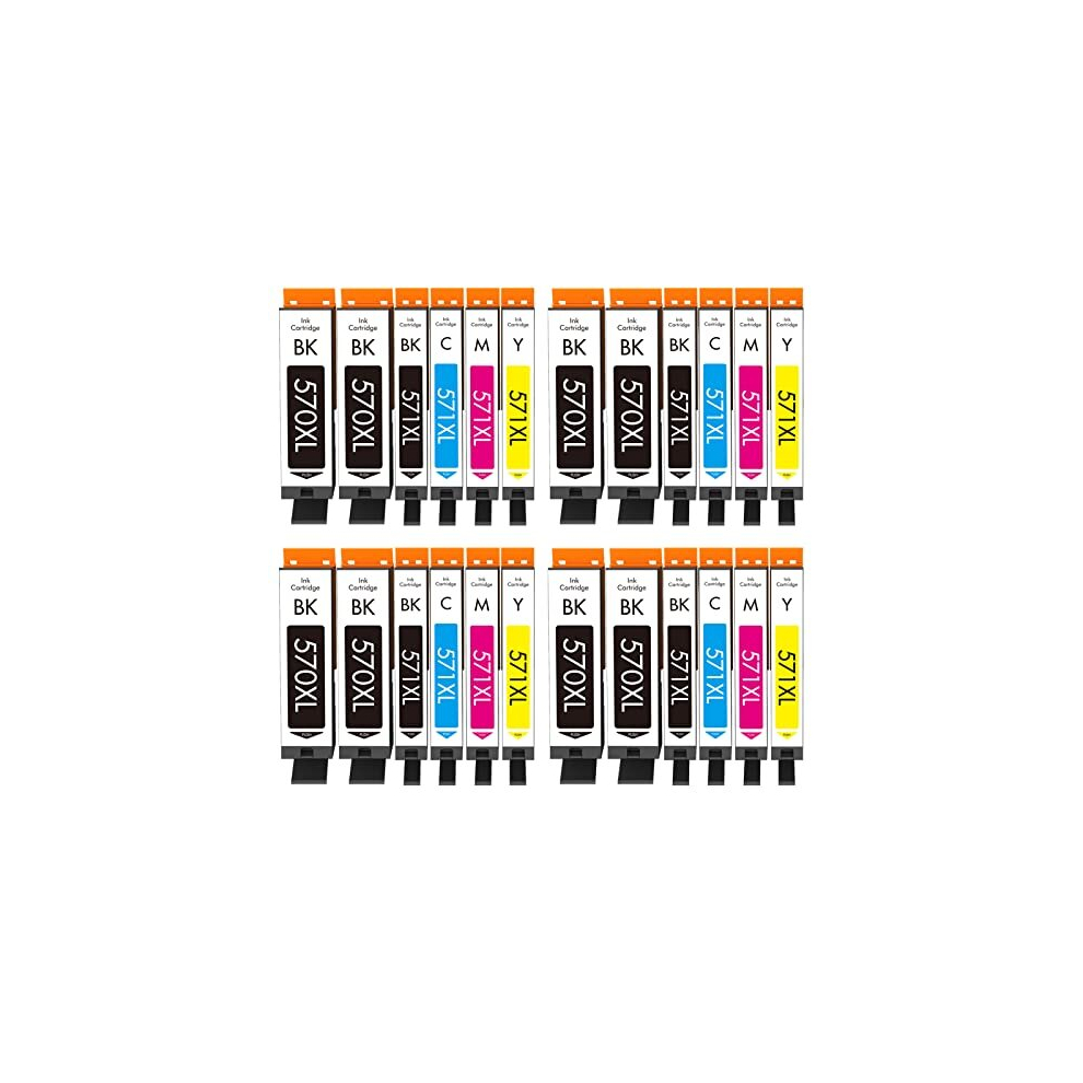 PGI-570 CLI-571 XL Ink Cartridges Compatible with Canon PGI-570XL CLI-571XL Multipack (Black Cyan Magenta Yellow PGBK, 24-Pack), for Pixma MG5750