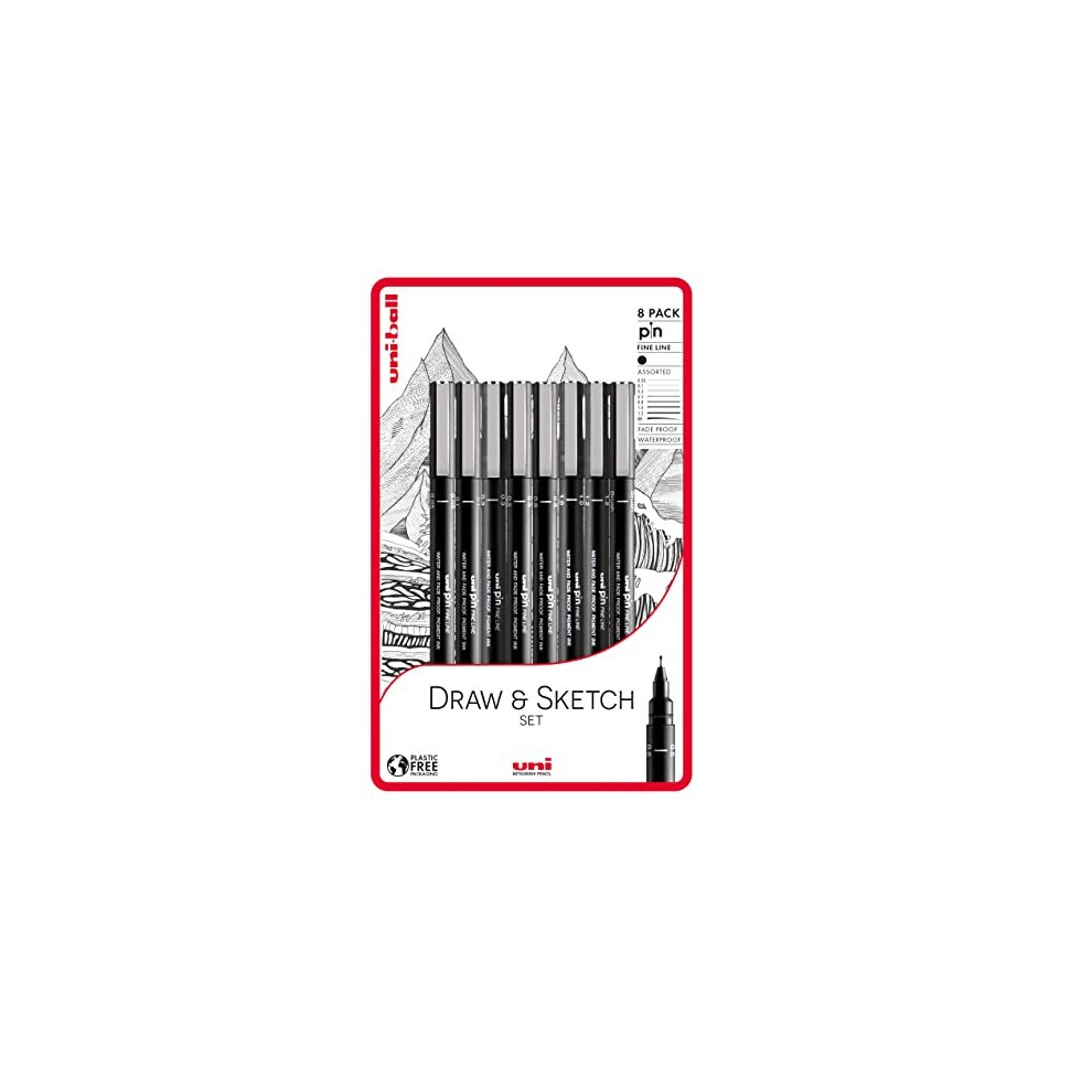 PIN Fineliners, Black Fine Tipped Writing Pens, Water and Fade-Resistant Ink, Ideal for Architects, Sketching, Scrapbooking, Outlining, Art, Technical