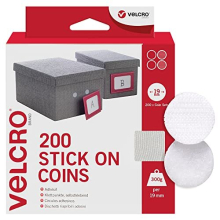 Brand | Stick On Coins | Double Sided Hook & Loop Self Adhesive Sticky Coins Perfect for Room Décor & Home, Office, Garage Use | White | 19mm x 19mm