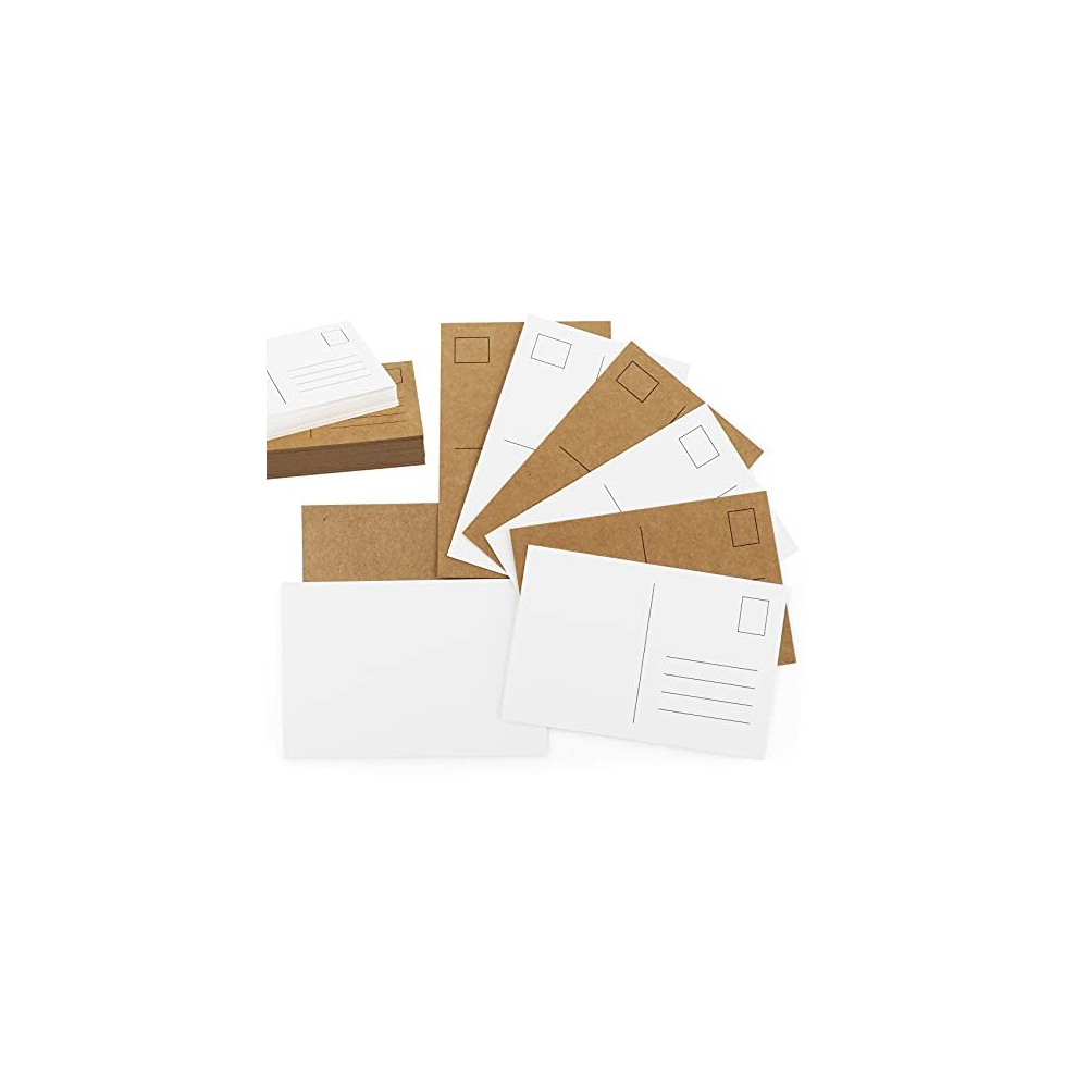 120 Blank Postcards, Kraft Paper & White, A6 Paper Cards, Blank Greeting Card for DIY Crafts, Graffiti Message, 10 x 15 cm