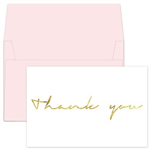 4x6 Gold Foil Thank You Cards Multipack with Envelopes (Bulk 20-Pack) Matching Peel-and-Seal Envelopes, Birthday Party, Baby Shower, Weddings, Blank