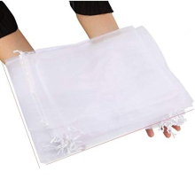 Pack of 50 Organza Gift Bags, 20 x 30 cm/7.9 x 11.8 Inches, Jewellery Drawstring Bags for Birthday and Wedding, Party, Packaging (White)
