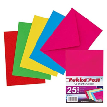 Pukka Pad, Pukka Post Gummed Envelopes - 100 GSM, Pack of 25-229 x 162 mm, Size C5 - Brights