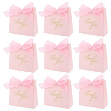 24Pcs Thank You Gift Bags with Pink Bow Ribbon Small Favor Bag Paper Gift Bags for Birthday Wedding Party Baby Shower Bridal Shower Pink