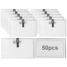 50 Pcs Name Badges for Work with Crocodile Clip and Secure Pin, 9x5.6cm Professional Name Tag Clothes Name Labels Badge Holder Conference Staff Badge