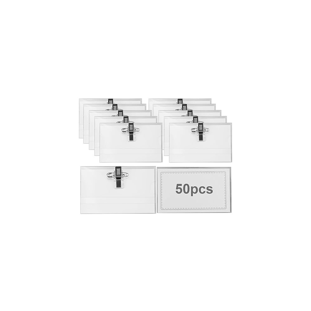 Hxmjied 50 Pcs Name Badges For Work With Crocodile Clip And Secure Pin, 9X5.6cm Professional Name Tag Clothes Name Labels Badge Holder Conference Staff Badge