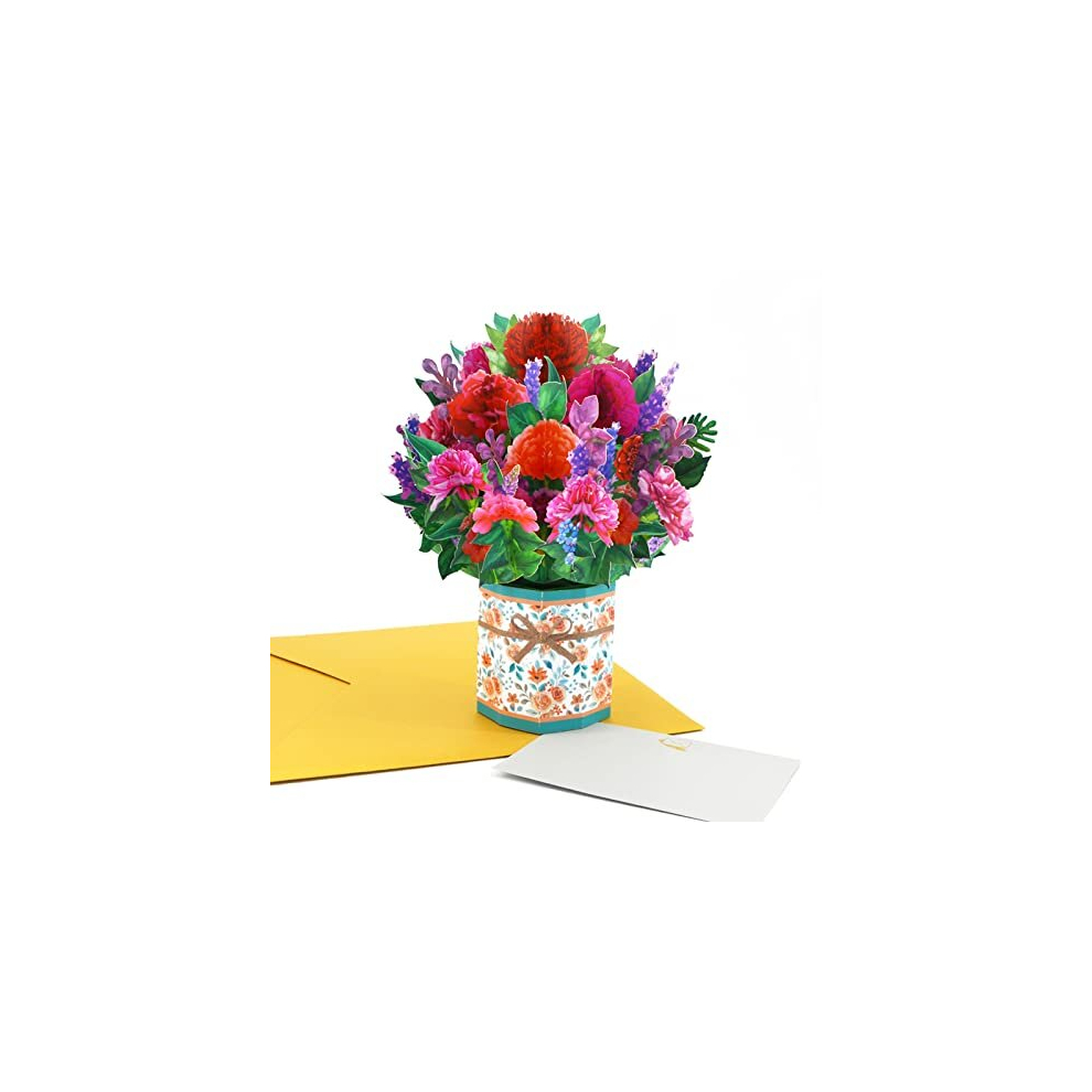 3D Pop up Flower Card, Handmade Carnation Bouquet Birthday Wedding Anniversary Card for Female Friend Mum Sister Auntie Grandma (Carnation Bouquet)