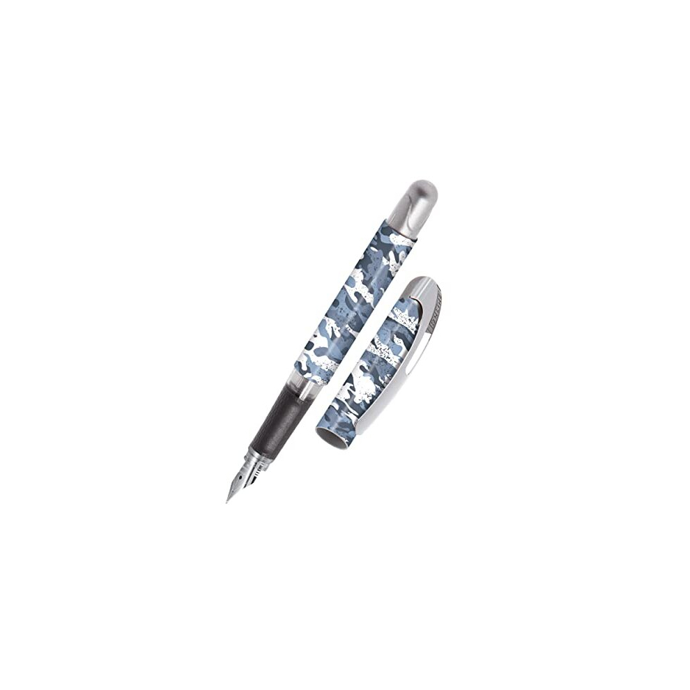 College ink pen Camouflage ergonomic fountain pen for school / college solid medium nib, soft grip part for standard ink cartridges refillable