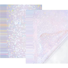 2 Types 20 Sheets Transparent Holographic Overlay Lamination Vinyl A4 Size Self-Adhesive Laminate Waterproof Vinyl Sticker Paper, Transparent film